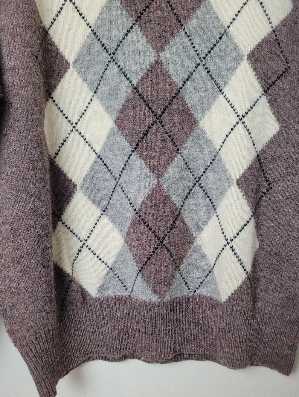 Vintage Kwon Shing Wool Argyle Sweater Preppy Academia Grandpacore Large